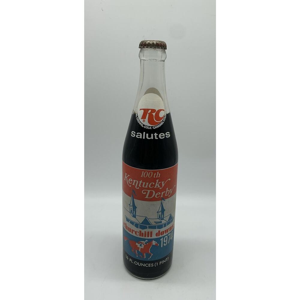 Vtg RC Cola Salutes 100th Kentucky Derby 1974 Commemorative Bottle Full